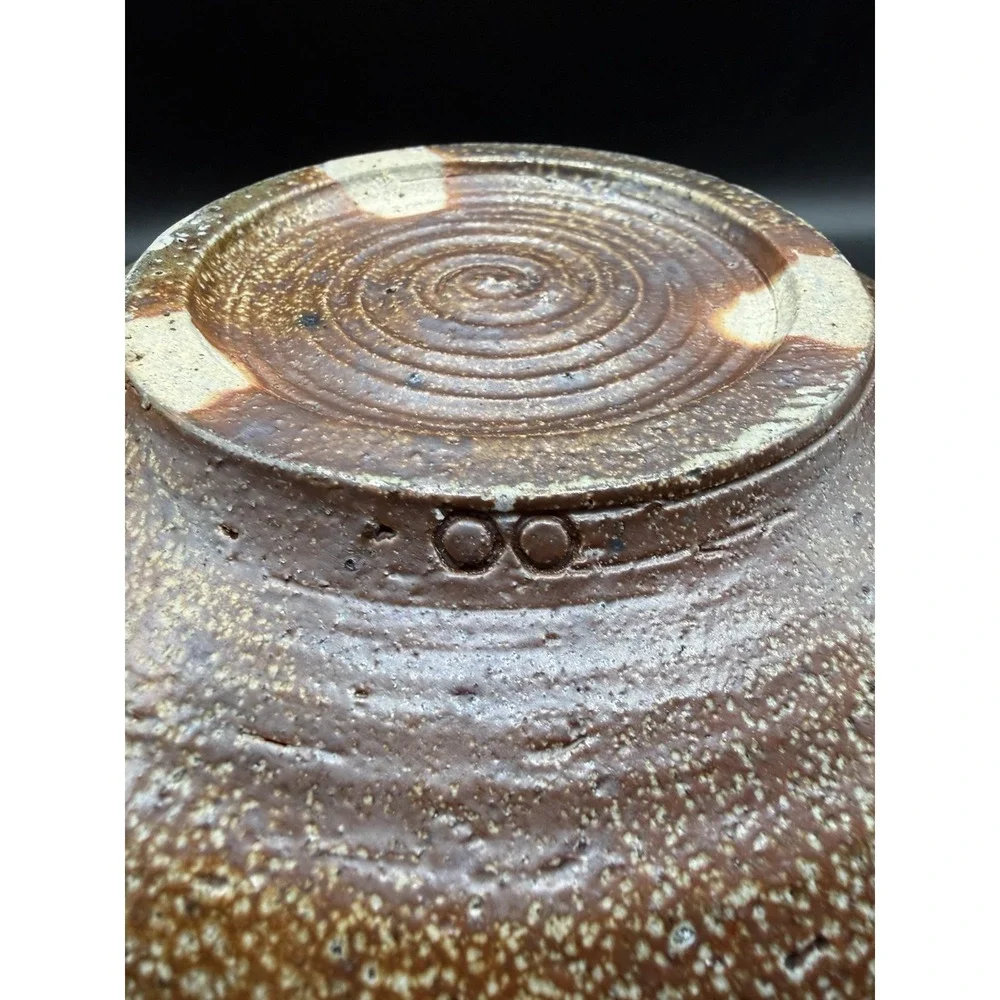 VTG Large Studio Art Pottery Handmade Ceramic Bowl Brown Speckled Glaze 9.5x5
